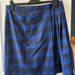Brooks Brothers Blue Black Mini Wrap Skirt for Work